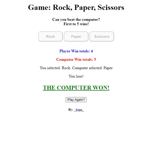 Simple rock, paper, scissors game